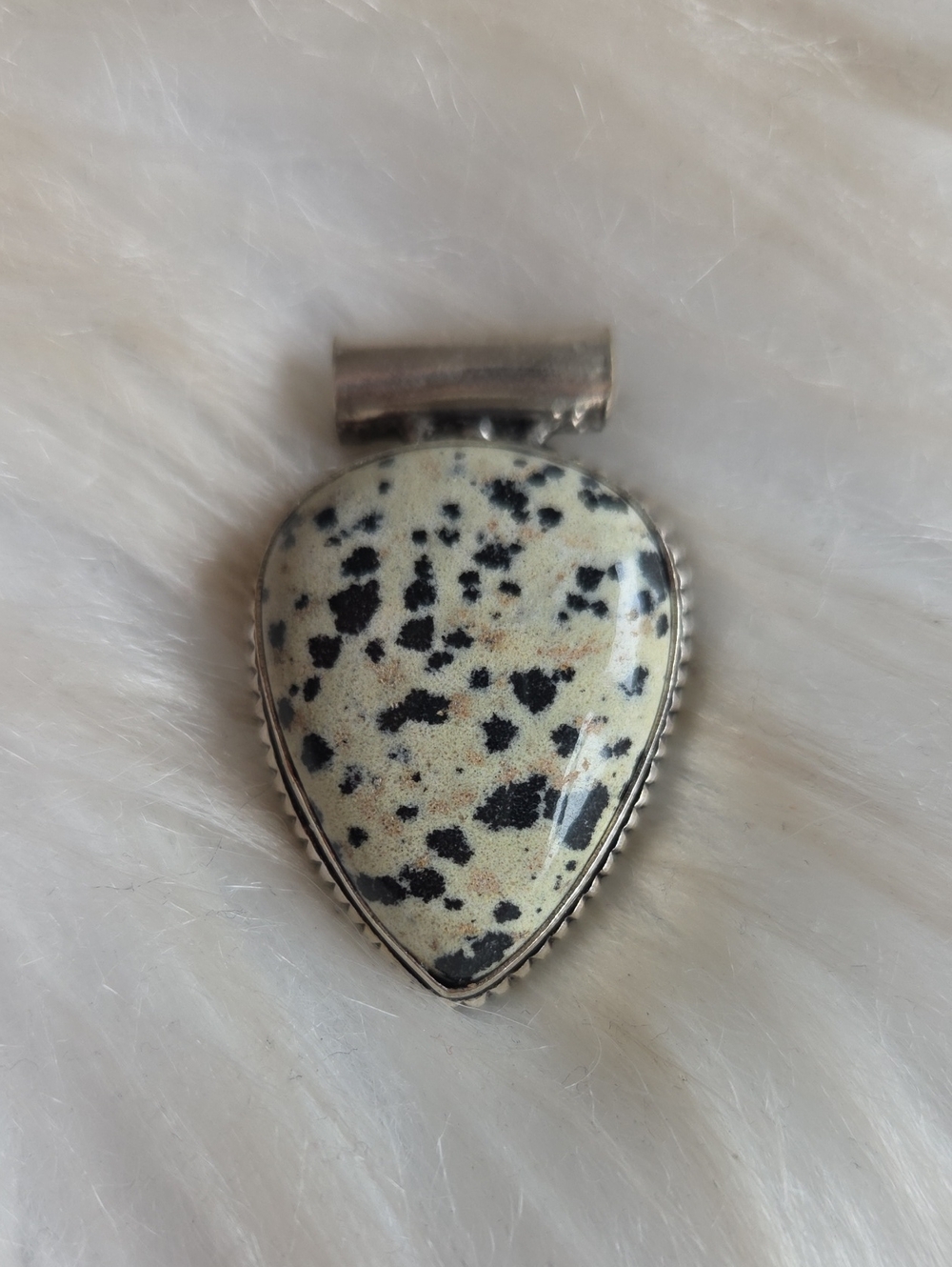 Dalmatian Jasper Silver Plated Gemstone Necklace Pendant
